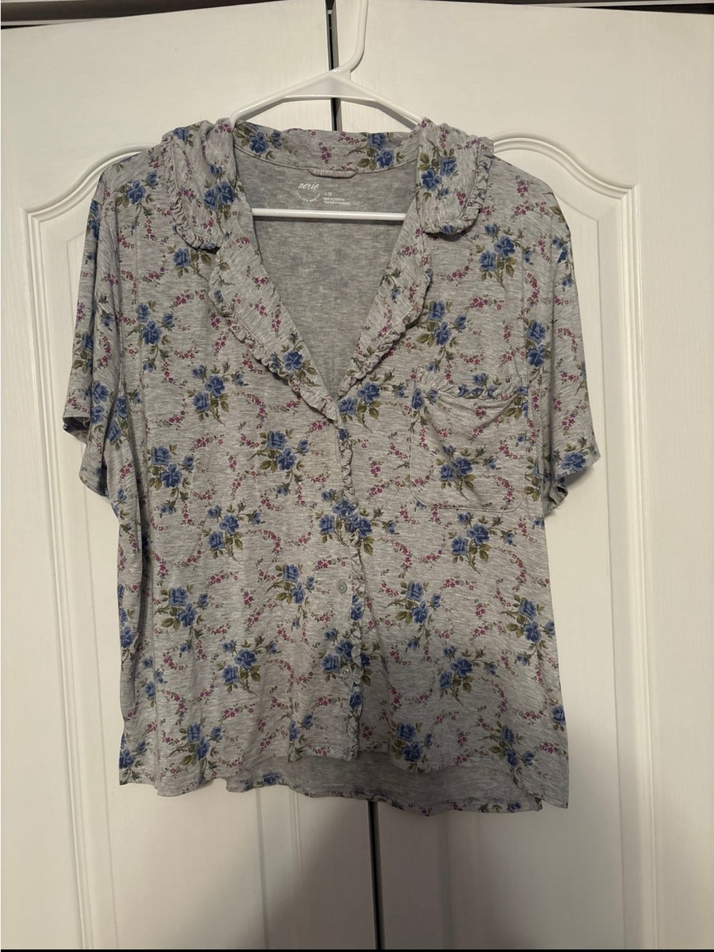 Aerie Real Soft Ruffle Pajama Shirt